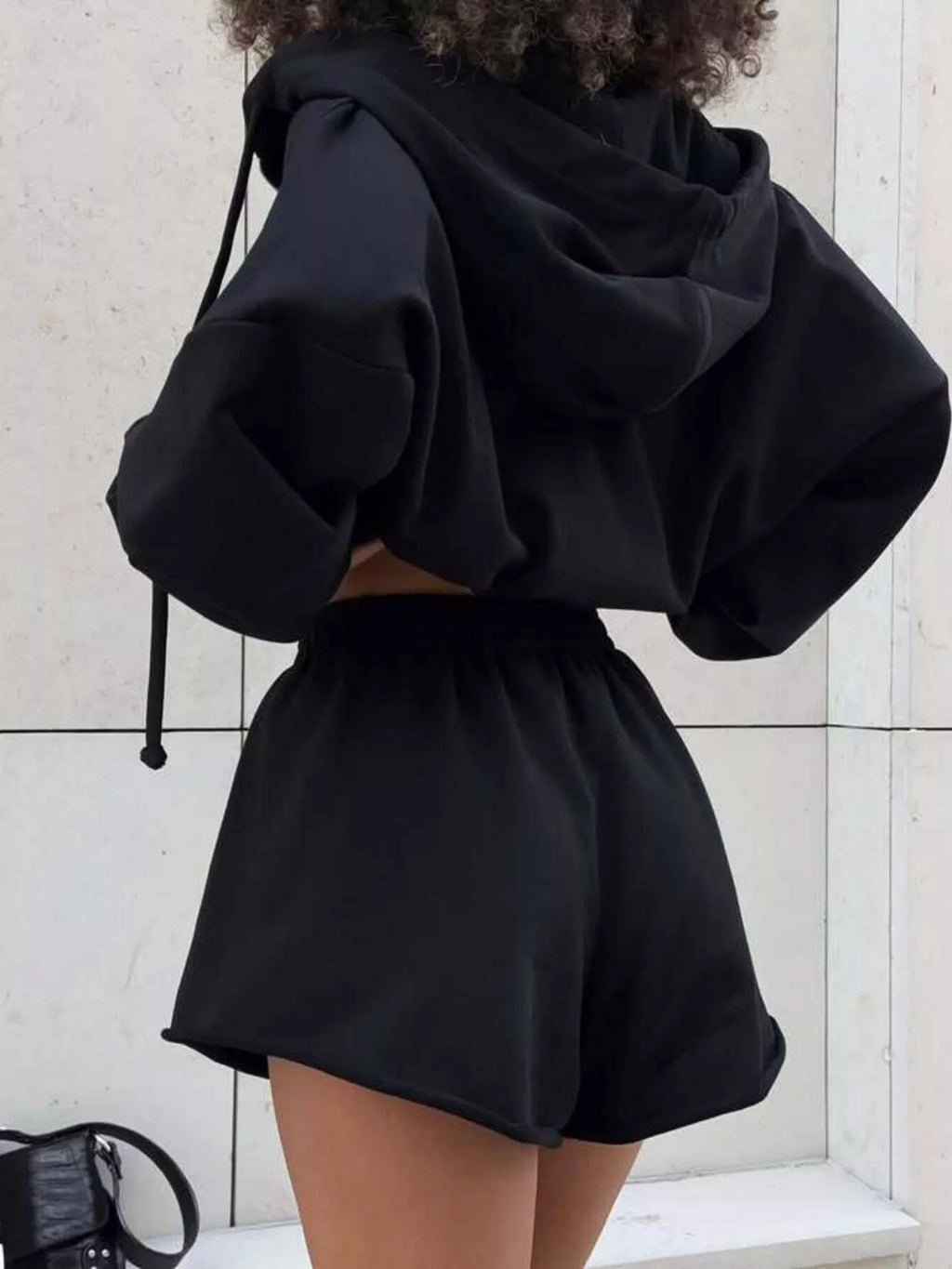 Zip Up Long Sleeve Outerwear and Shorts Set