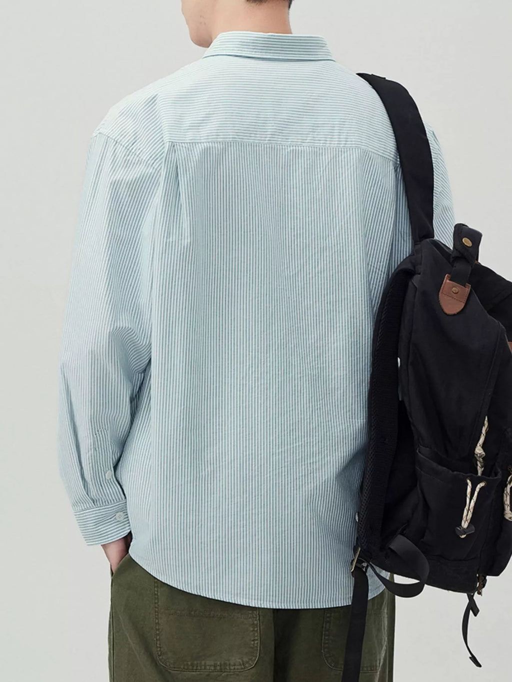 Men's Plus Size Striped Button Up Long Sleeve Shirt