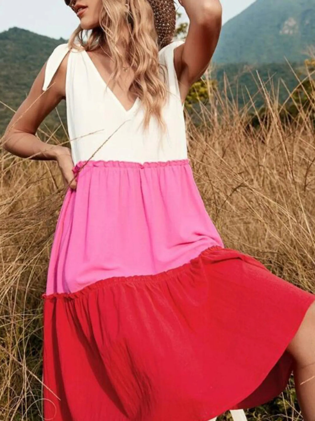 Colorblock Tiered Midi Tank Dress