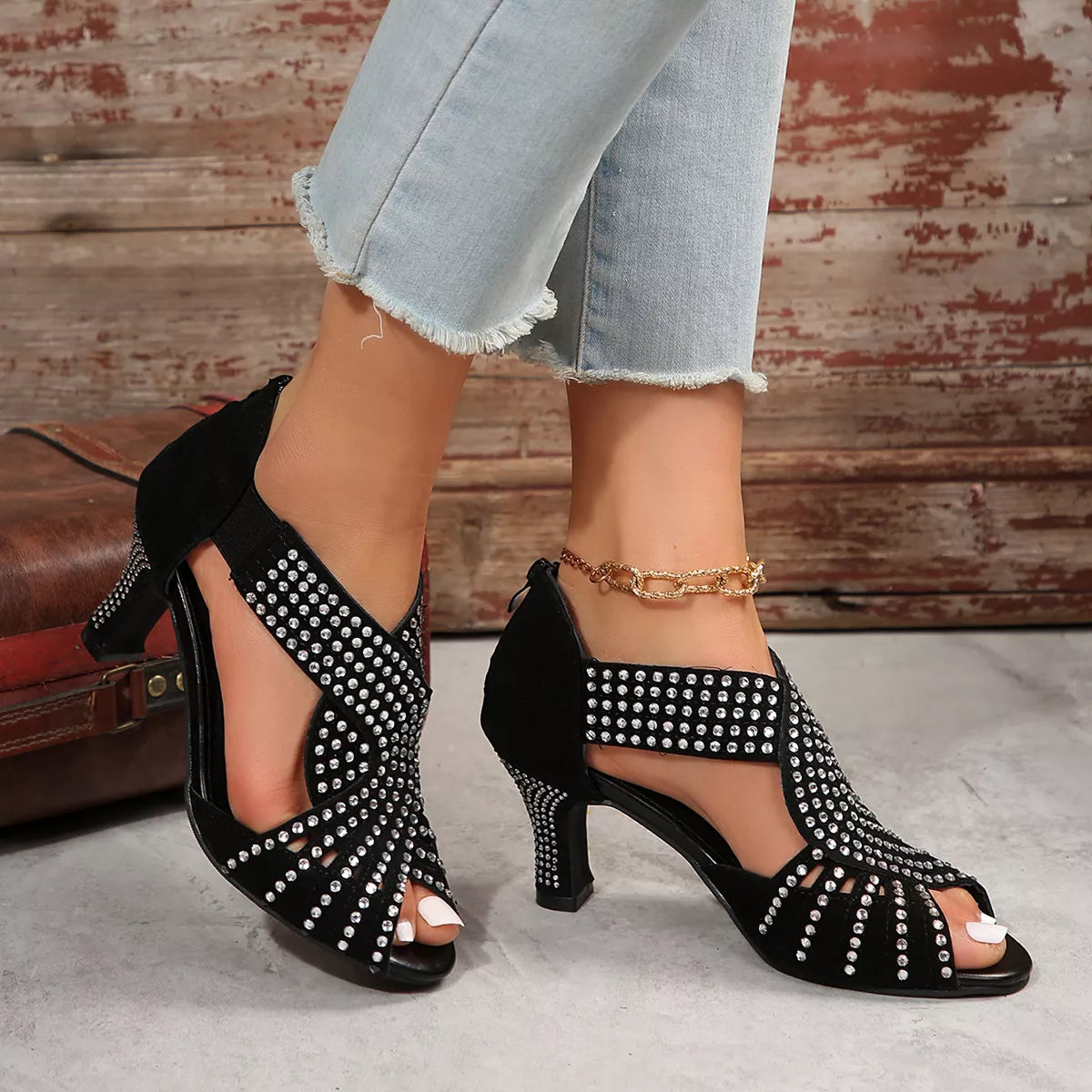 Peep Toe Block Heels Sandals