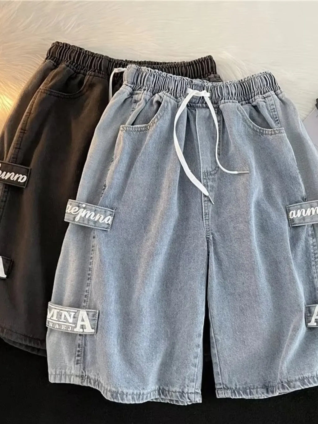 Men's Full Size Drawstring Loose Fit Denim Shorts Plus Size