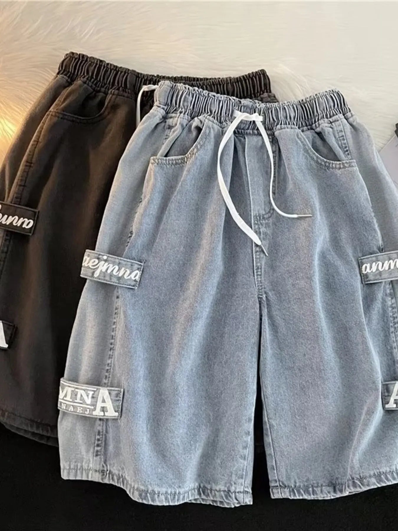 Men's Full Size Drawstring Loose Fit Denim Shorts Plus Size
