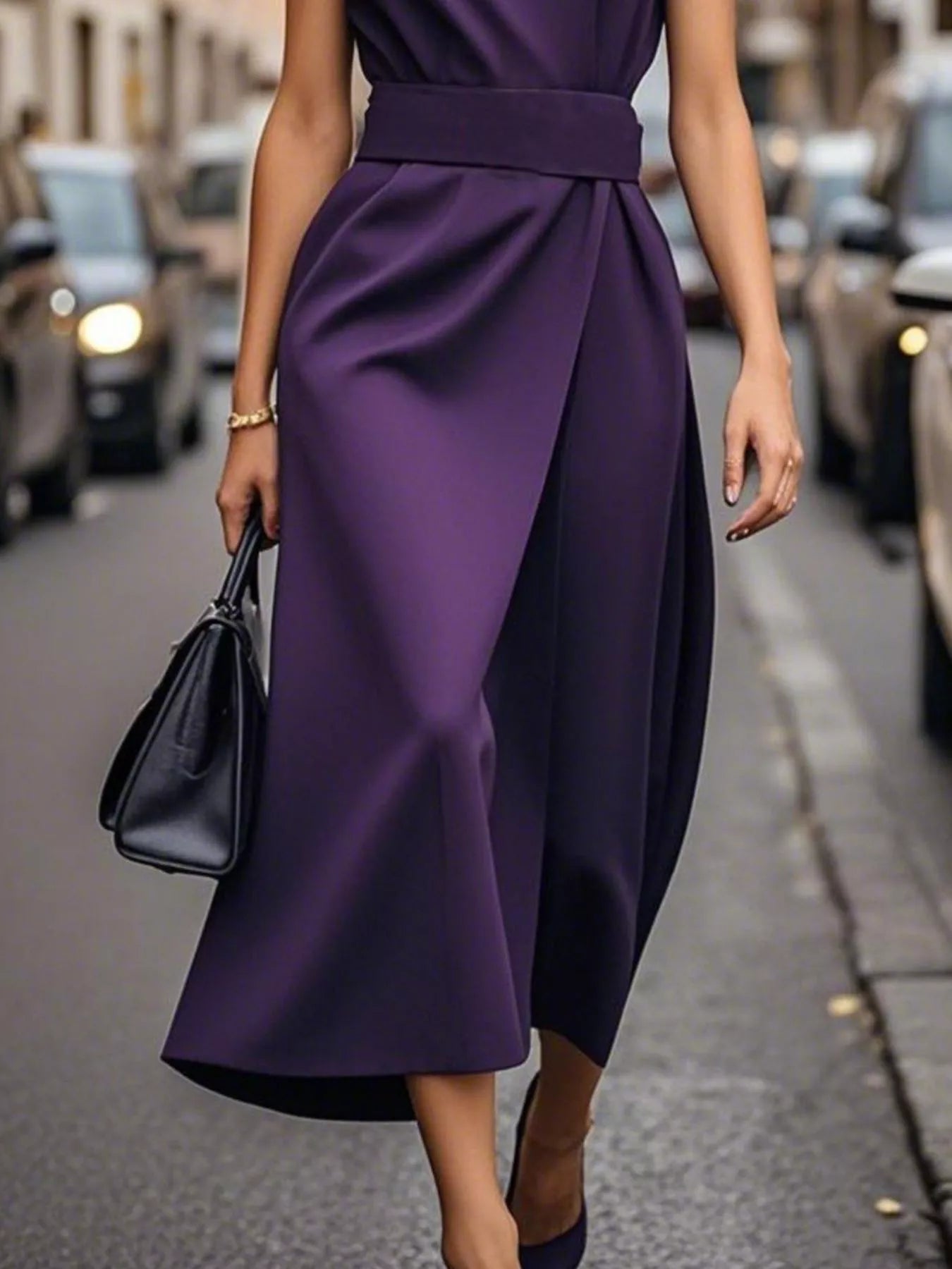 Round Neck Sleeveless Midi Dress