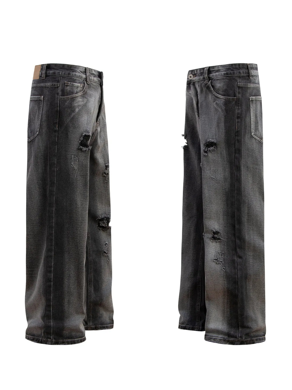 Men's Distressed Wide-Leg Jeans