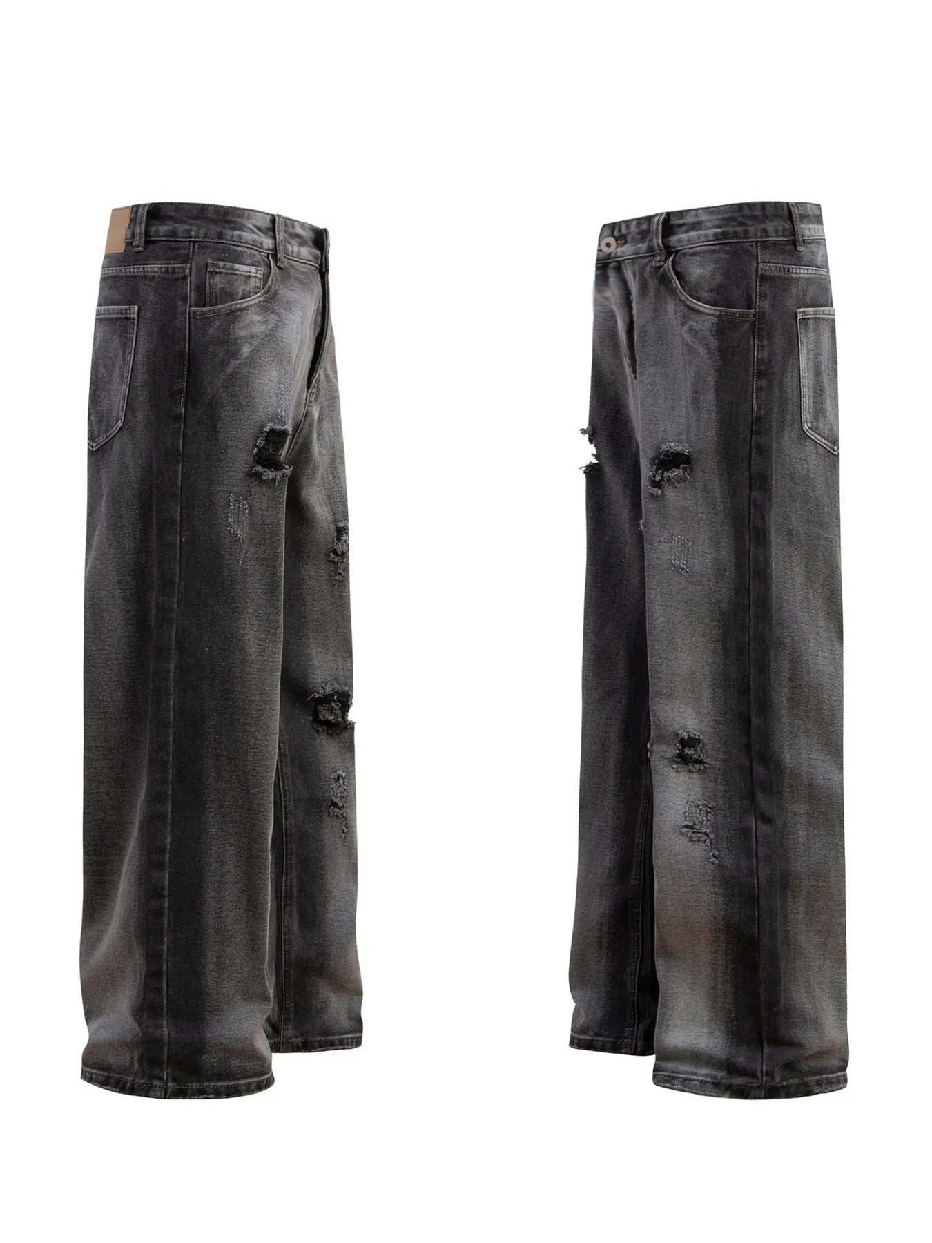 Men's Distressed Wide-Leg Jeans
