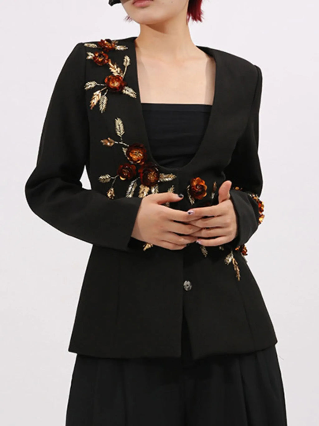 Embroidered Long Sleeve Blazer