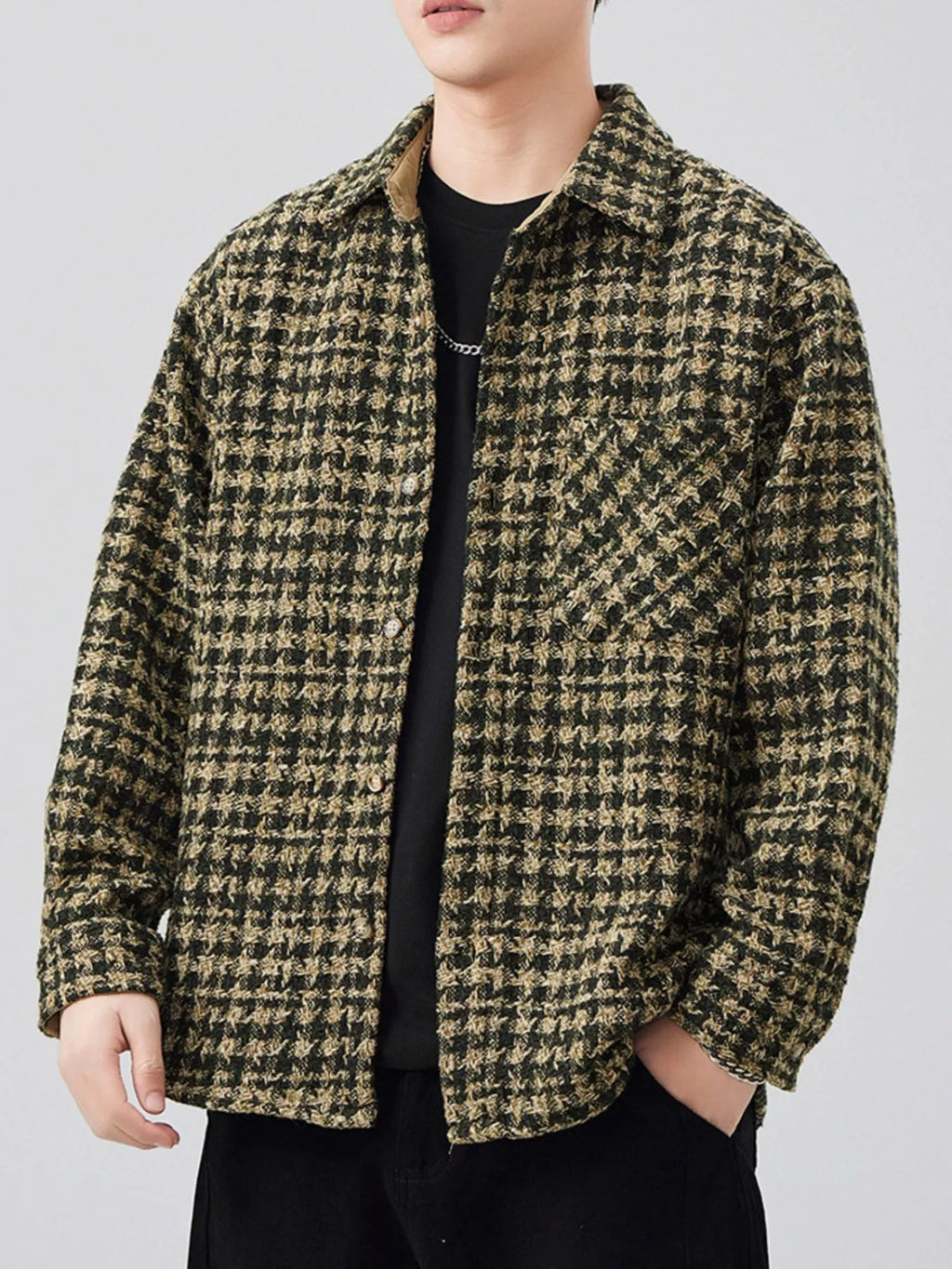Men's Plus Size Button Up Shirt with Chest Pocket