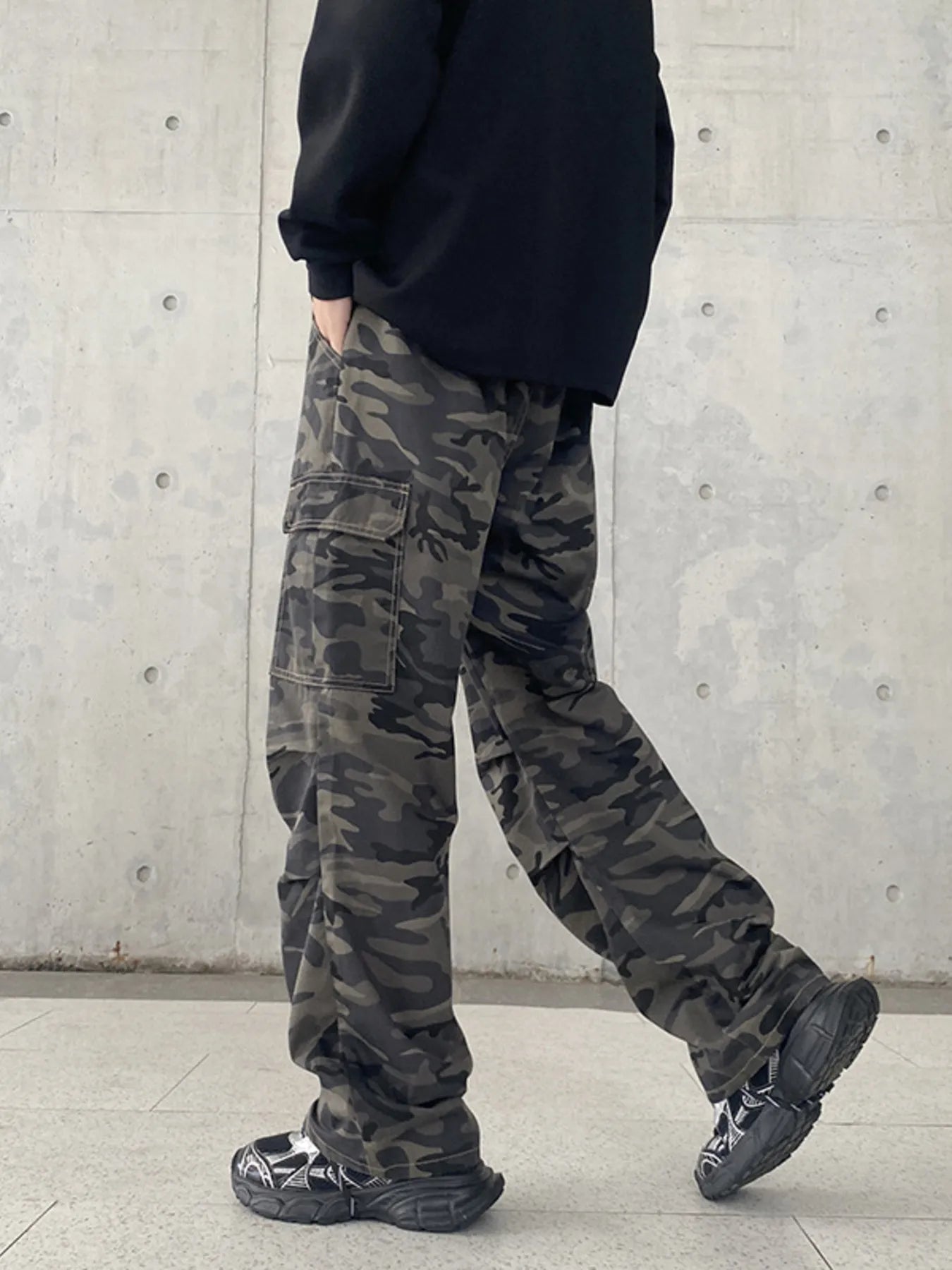 Men's Full Size Camouflage Wide Leg Jeans Plus Size