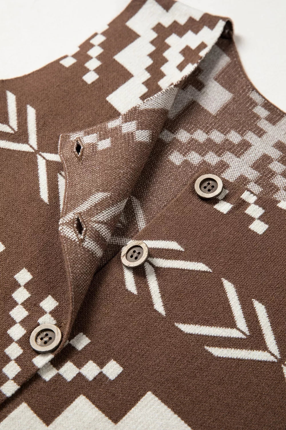 Western Geometric Pattern Sleeveless Knit Sweater Vest