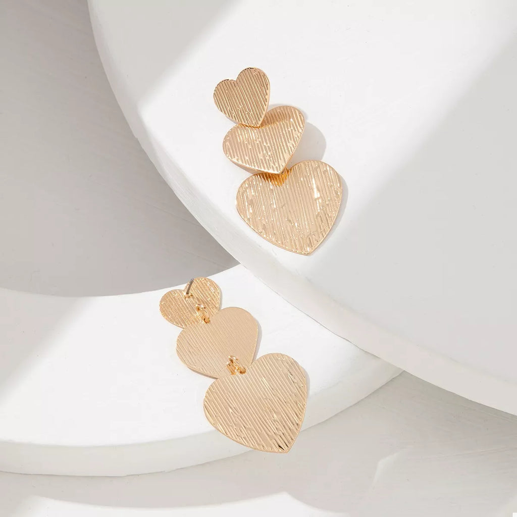 Golden Heart Dangle Earrings