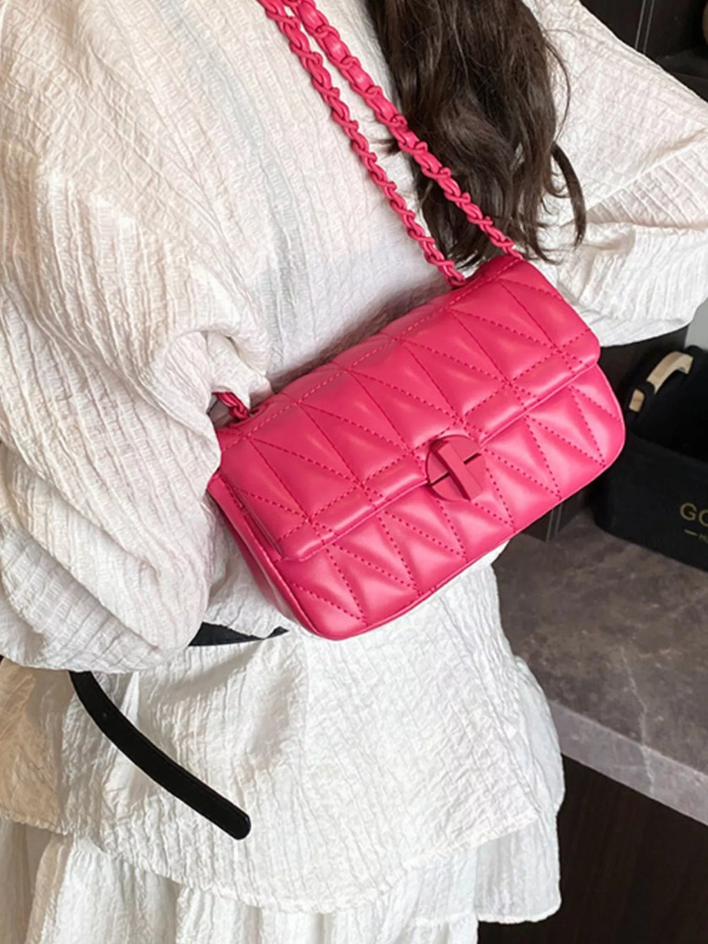 Quilted Chain Strap Crossbody Bag