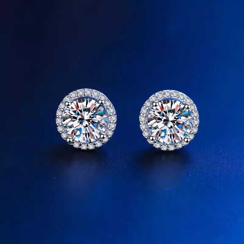 1 Carat Moissanite 925 Sterling Silver Stud Earrings