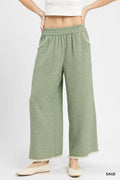 Umgee Frayed Hem Wide Leg Pants