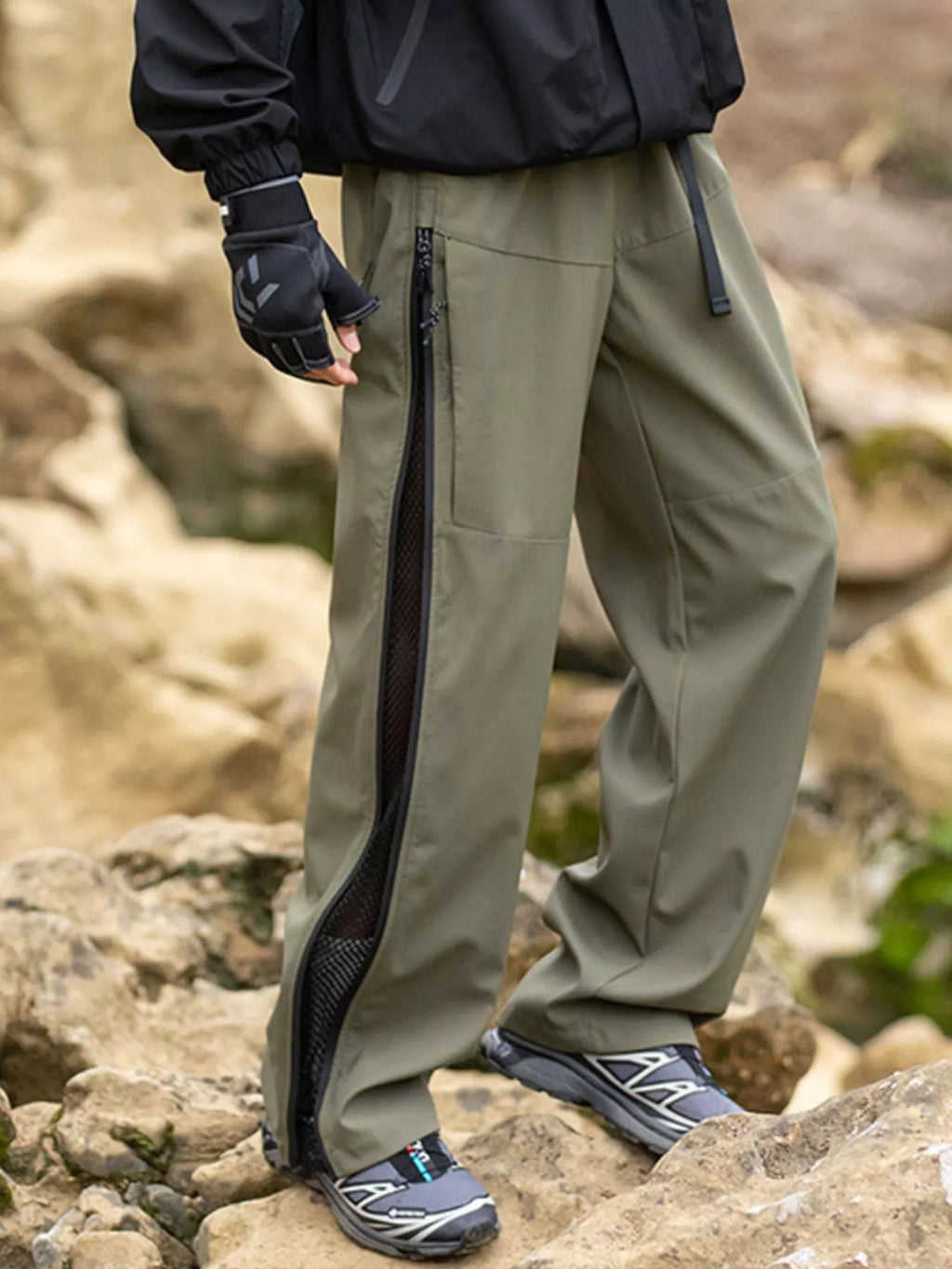 Men's Wide Leg Pants with Zipper