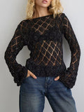 Openwork Long Sleeve Sweater