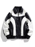 Men's Two-Tone Retro Style Faux Leather Jacket