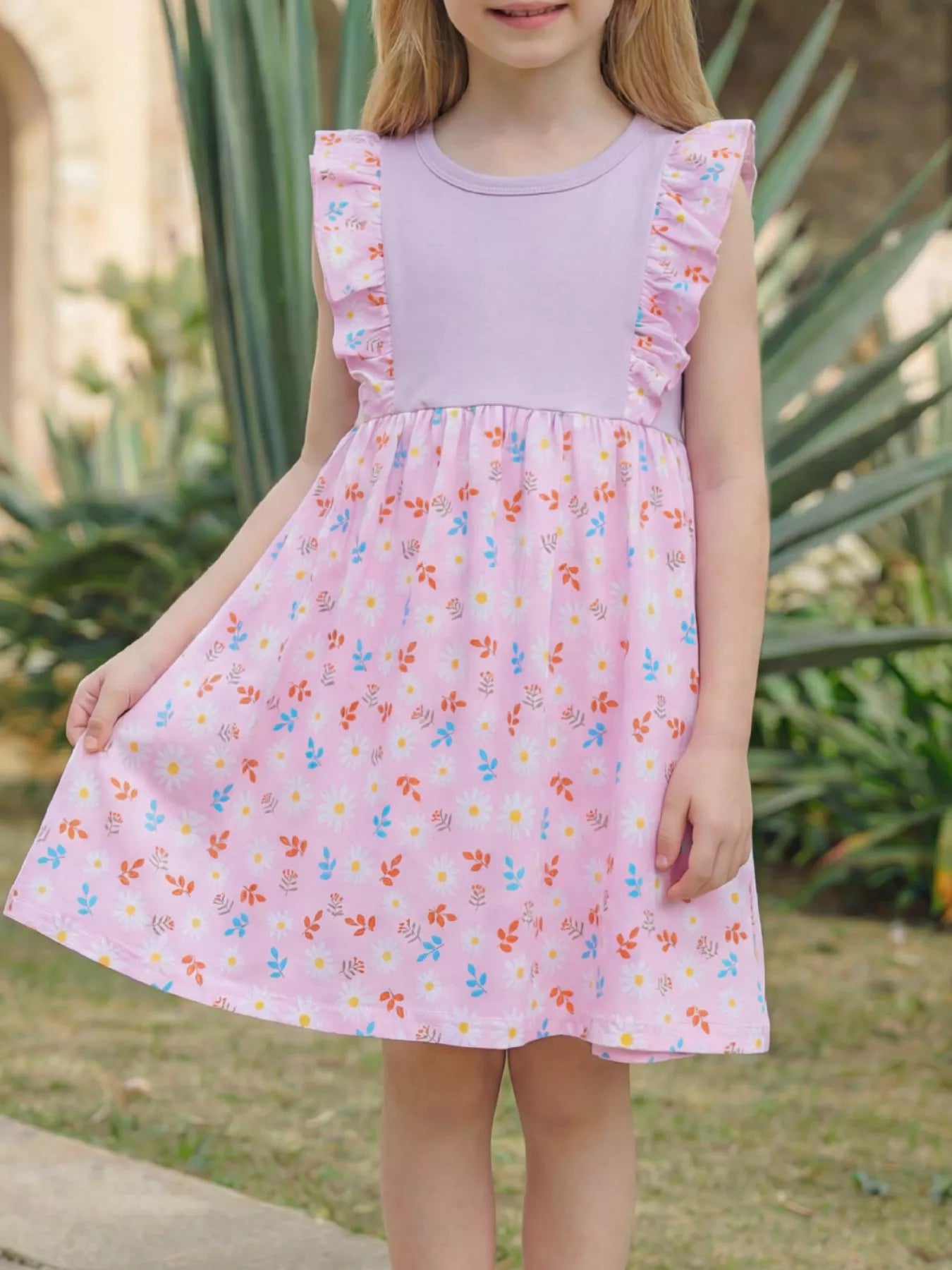 Children's Ruffled Floral Print Dress