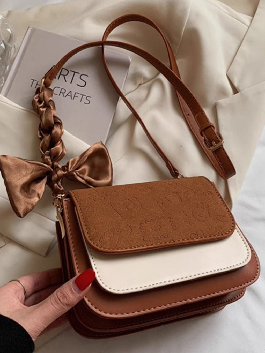 Color Block Flap Crossbody Bag