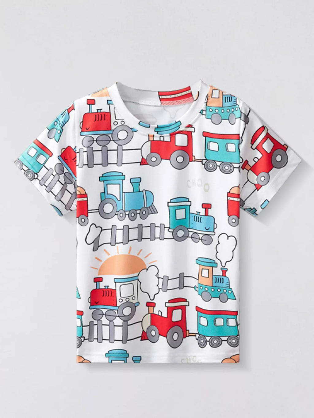 Children's Train Print Short Sleeve T-Shirt