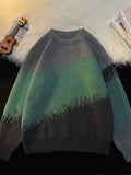 Men's Plus Size Gradient Color Block Sweater