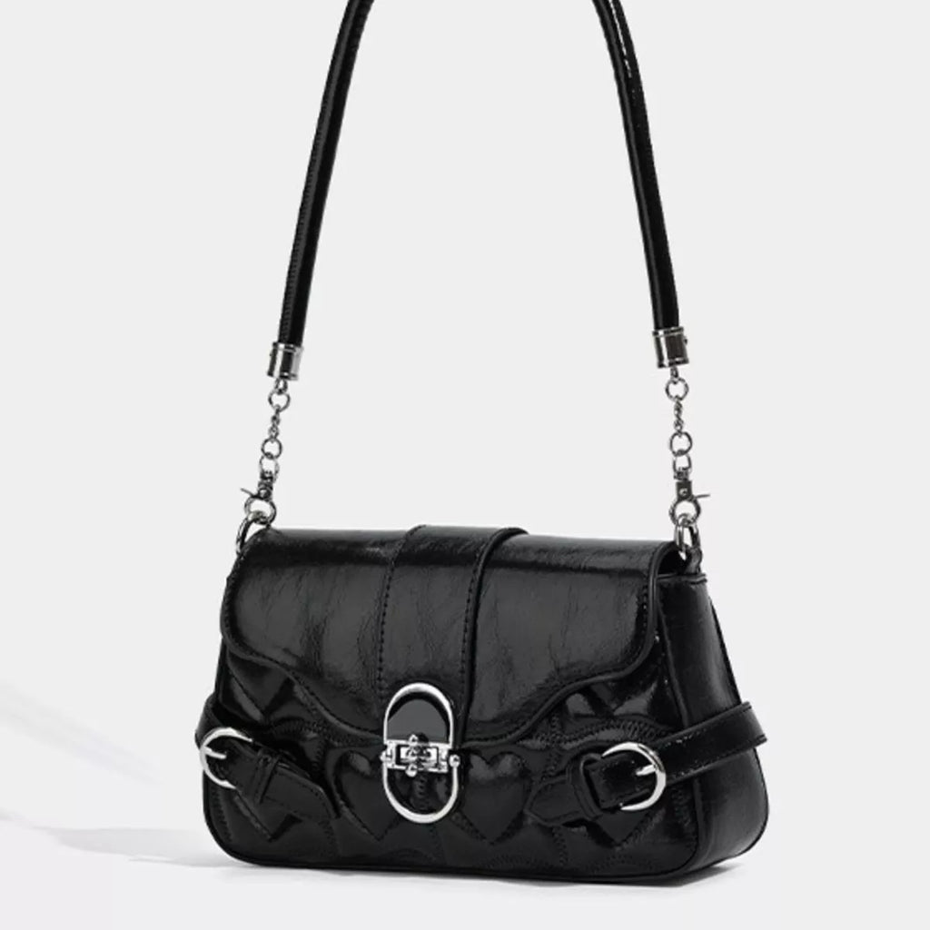 Quilted Flap Buckle Decor Crossbody Bag