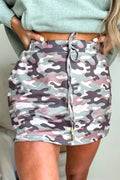 Camouflage Print Drawstring Mini Skirt