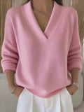 Full Size V-Neck Dropped Shoulder Sweater Plus Size