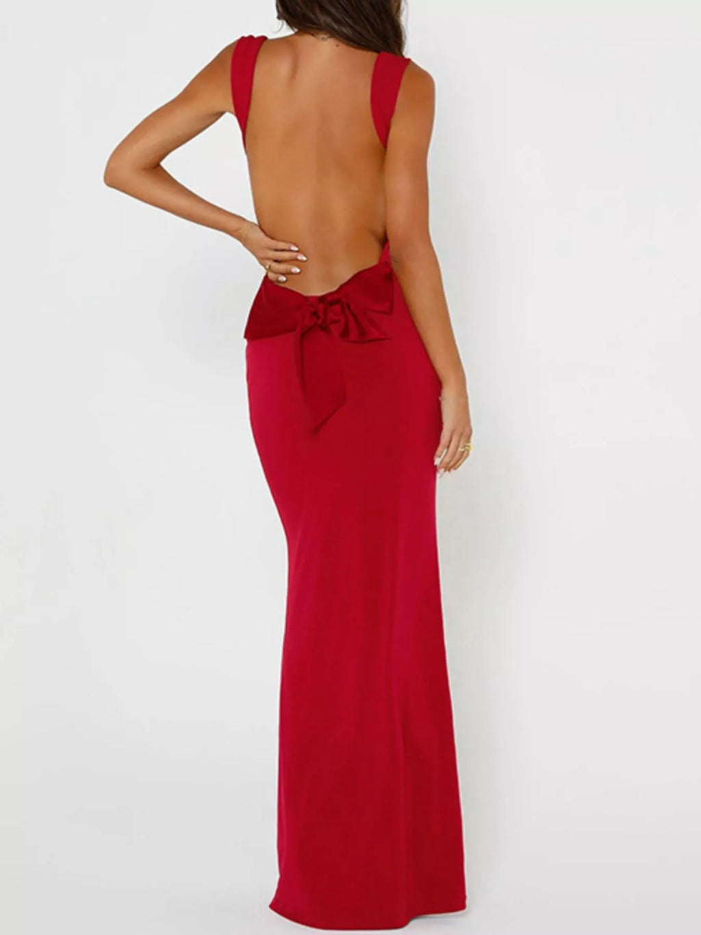 Backless Wide Strap Maxi Dress