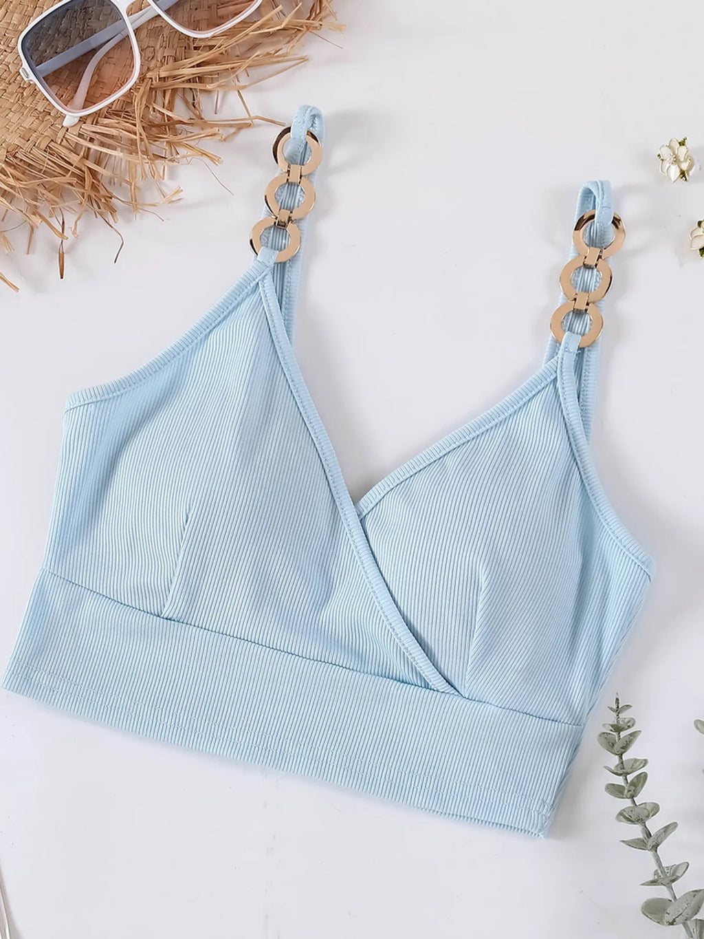 Chain Strap Ribbed Cami Top
