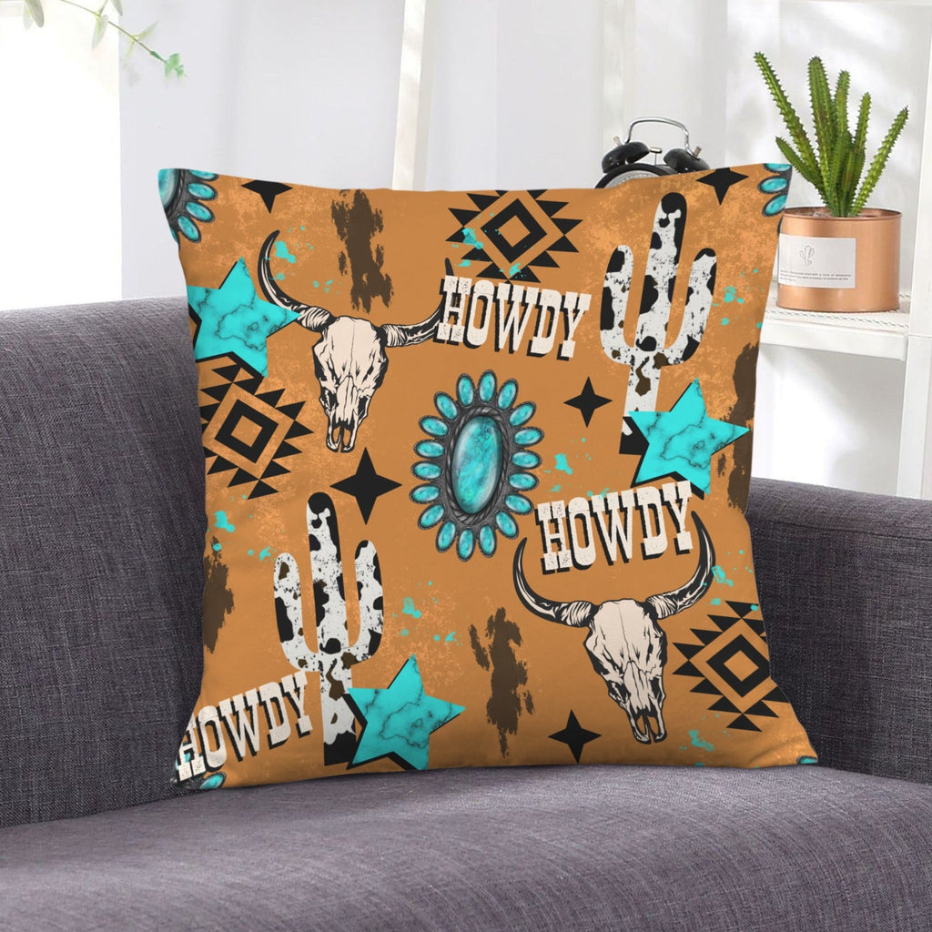 Baha Ranch Howdy Velvety Soft Throw Pillow Case Made in America