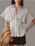 Striped Cinched Waist Shirt