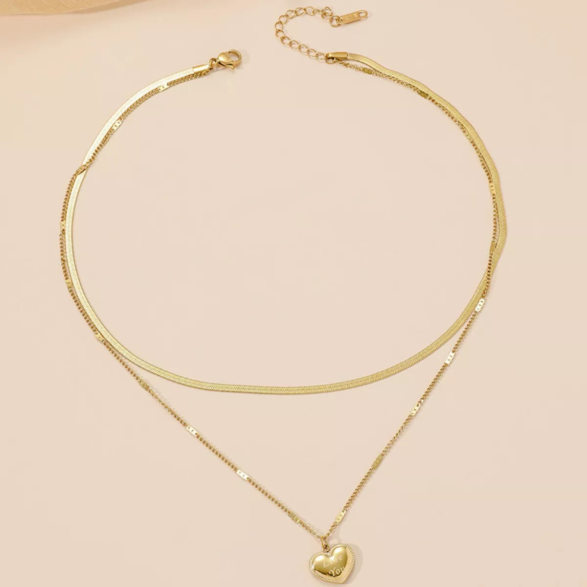 18K Gold-Plated Double Layered Heart Pendant Necklace