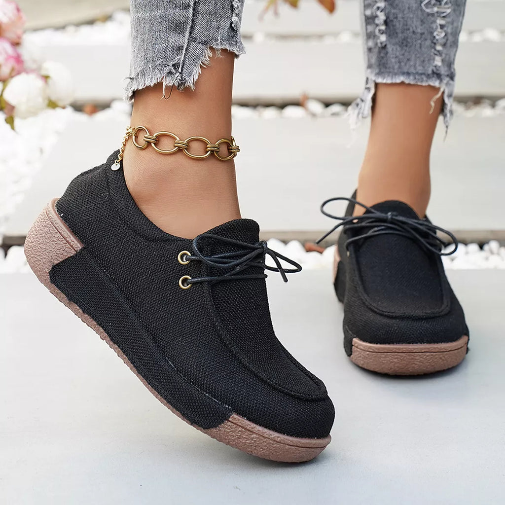 Round Toe  Lace-Up Sneakers