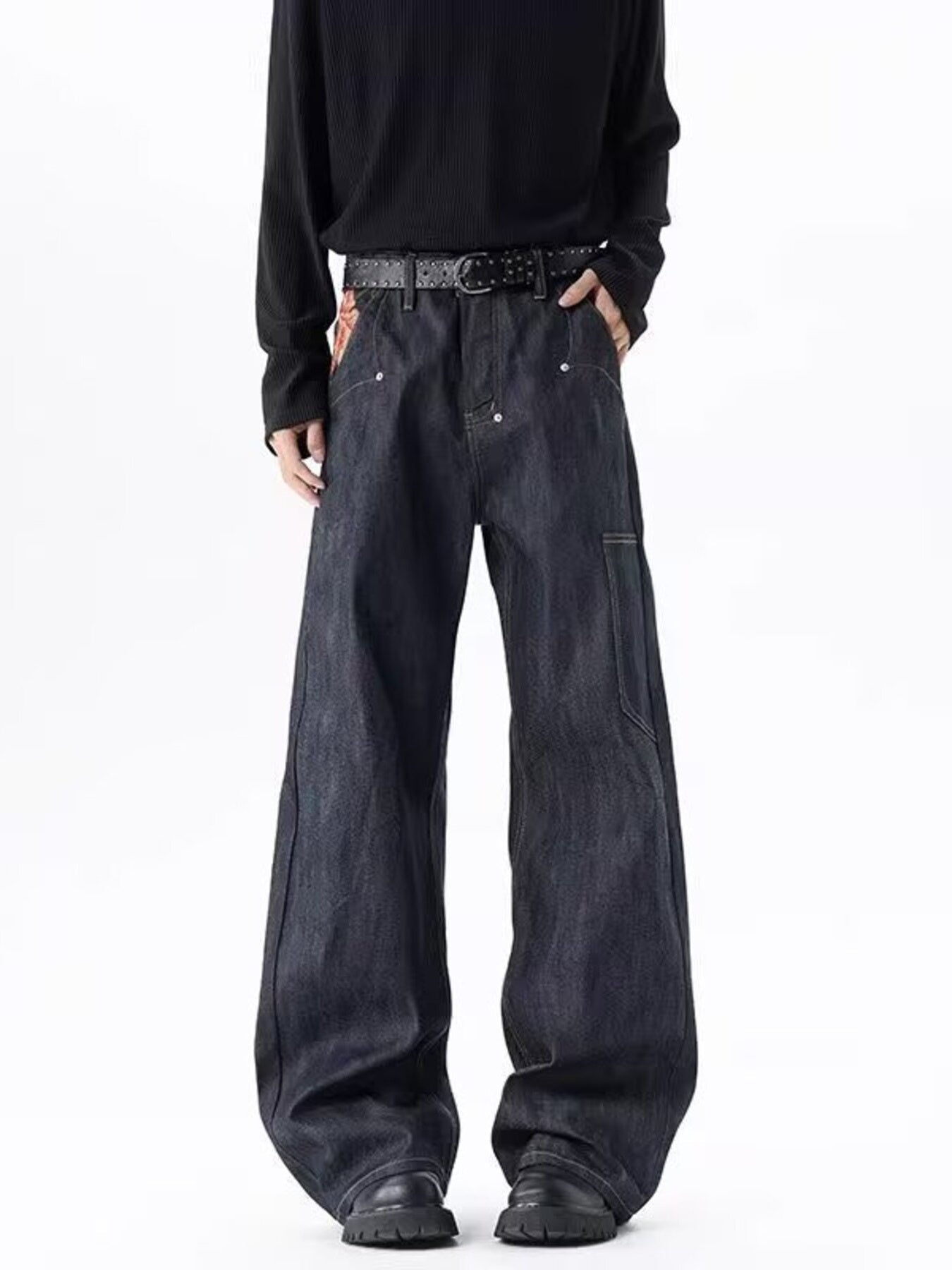 Men's Full Size Wide Leg Wash Jeans Plus Size