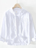 Men's Plus Size Button-Up Shirt with Chest Pocket