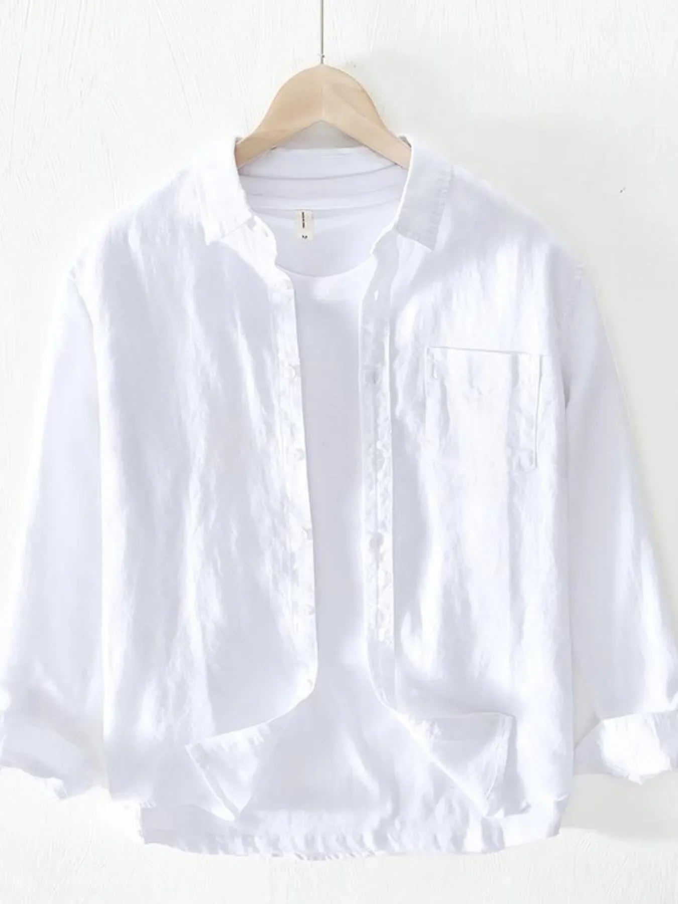 Men's Plus Size Button-Up Shirt with Chest Pocket