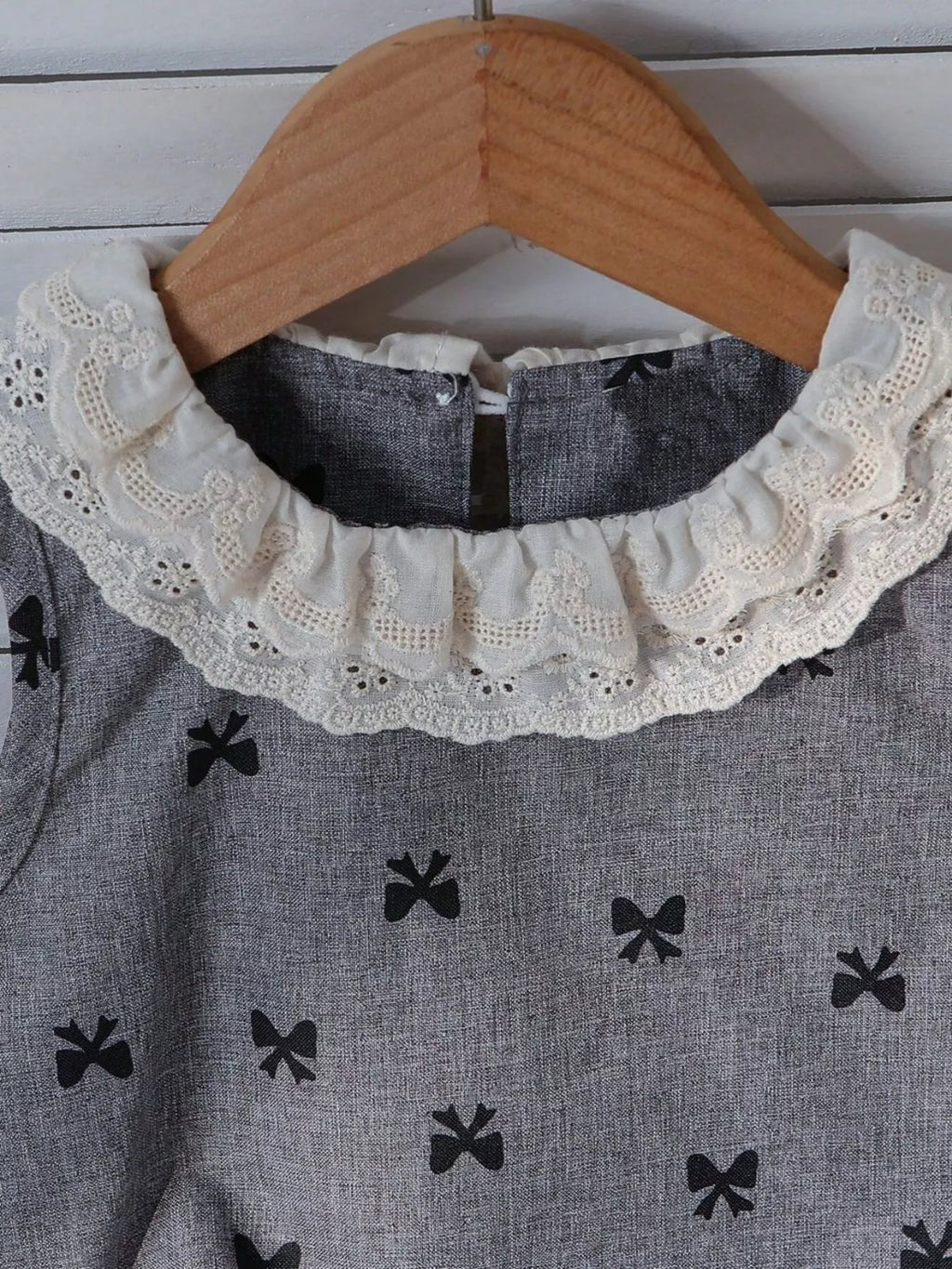 Children's Bow Print Lace Trimmed Top and Skirt Set