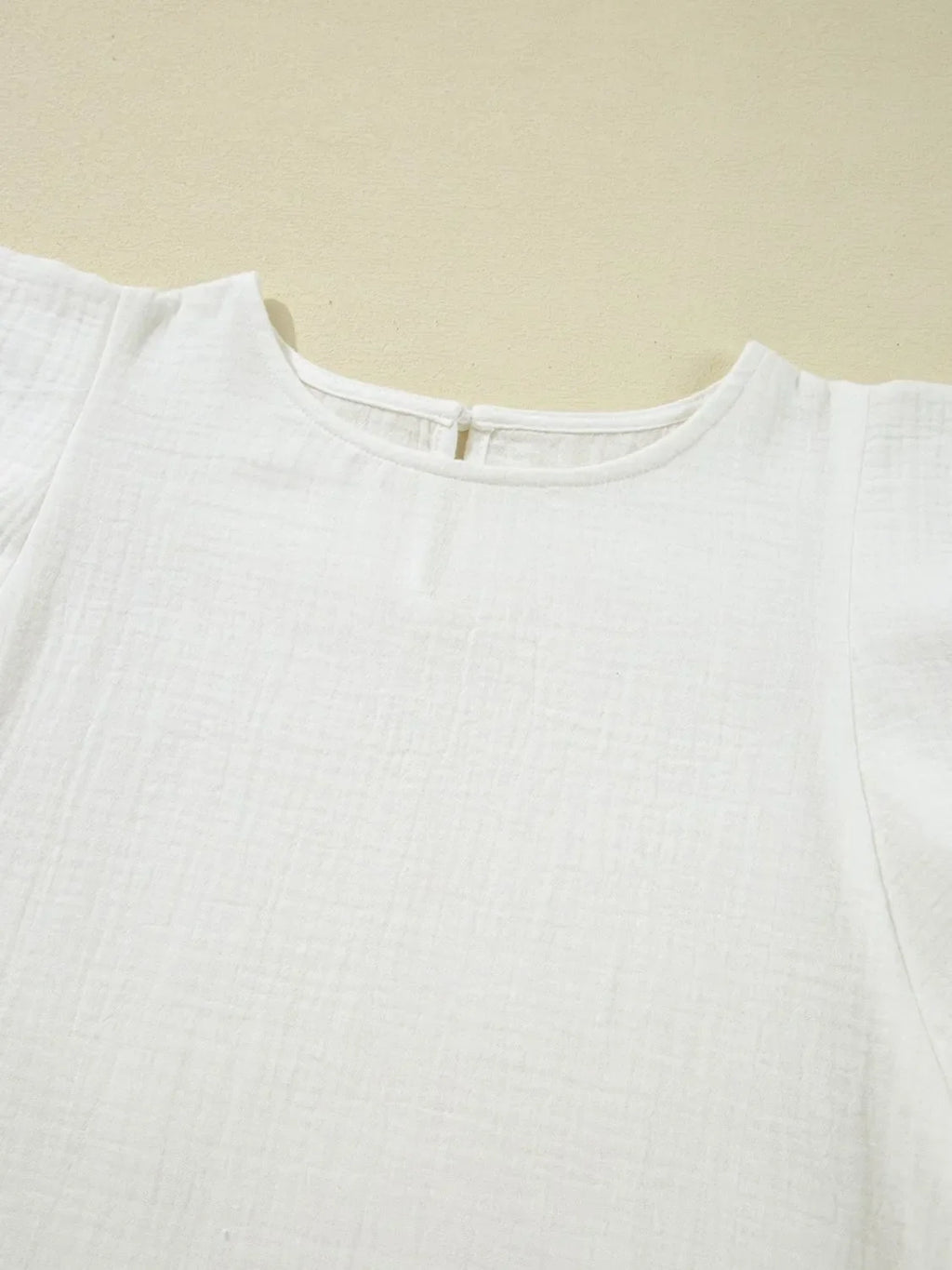Crinkled Layered Ruffled Flutter Sleeve Blouse