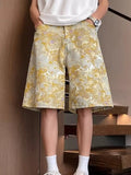 Men's Full Size Printed Wide Leg Denim Shorts Plus Size