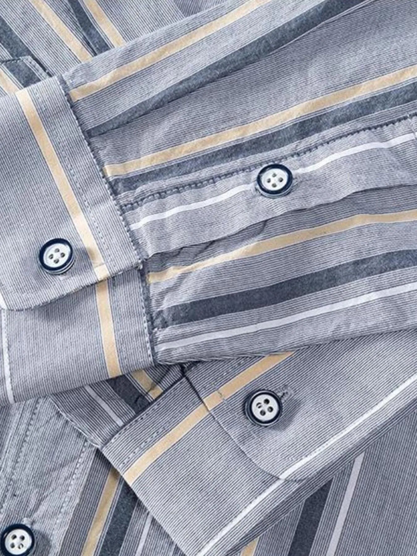 Men's Plus Size Striped Button Up Long Sleeve Shirt