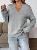 V-Neck Dropped Shoulder Sweater
