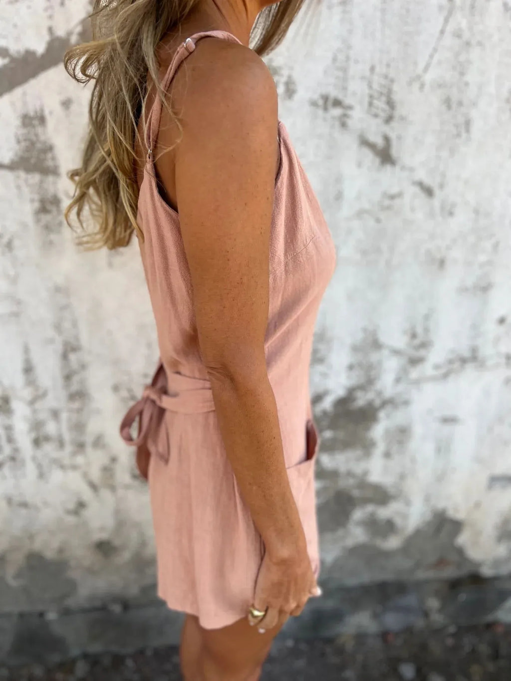 Full Size Button-Front Belted Cami Romper Plus Size