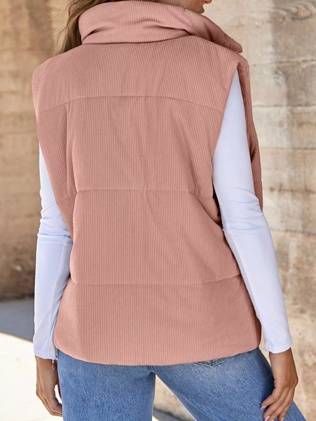 Corduroy Zip Up Vest Coat