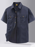 Men's Plus Size Casual Short Sleeve Button-Down Shirt