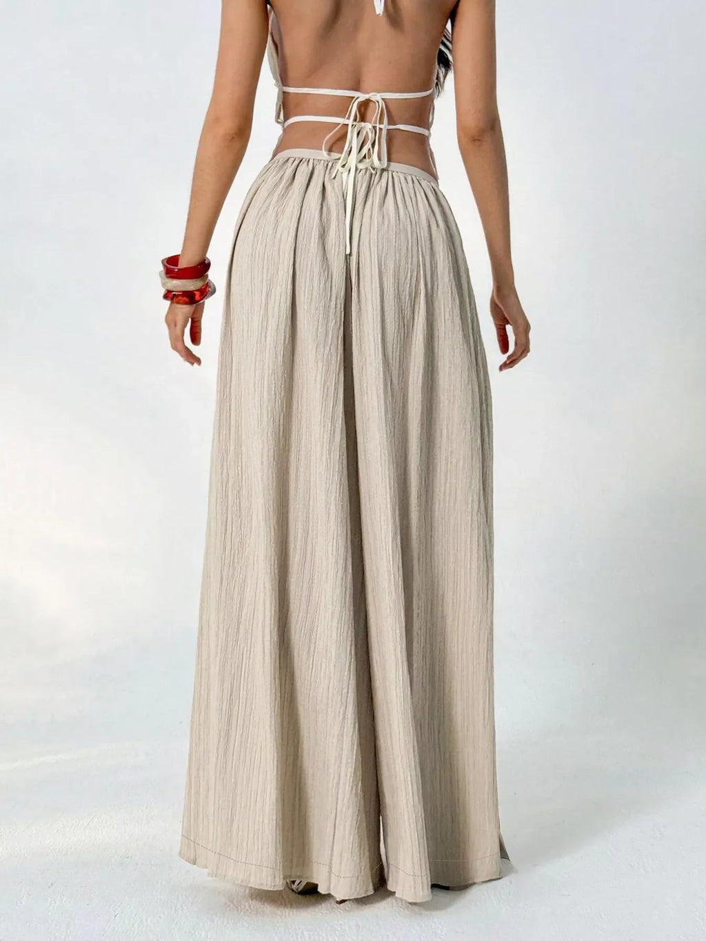Wide-Leg Textured Pants