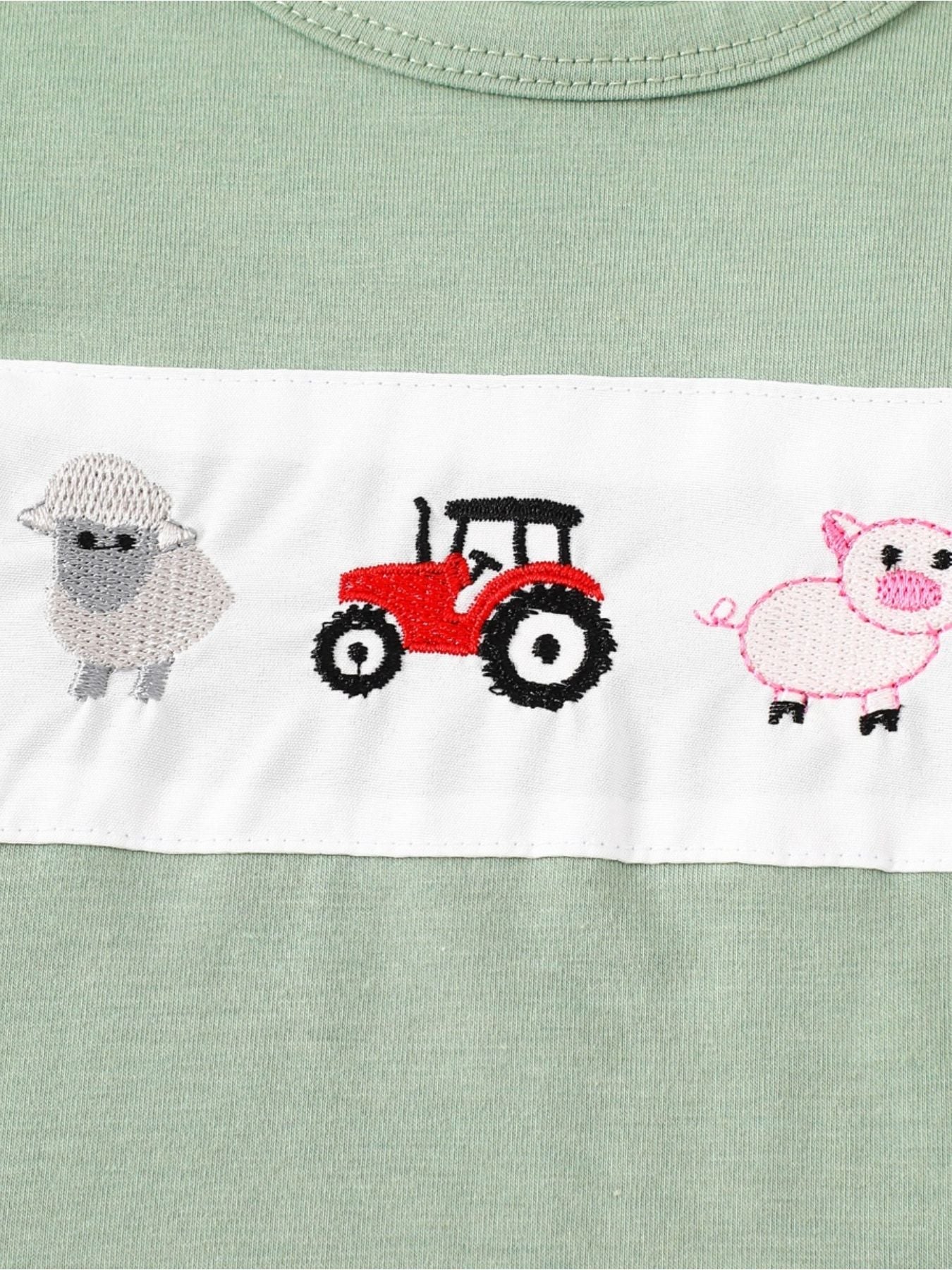 Children's Animal Embroidered Tee and Shorts Set