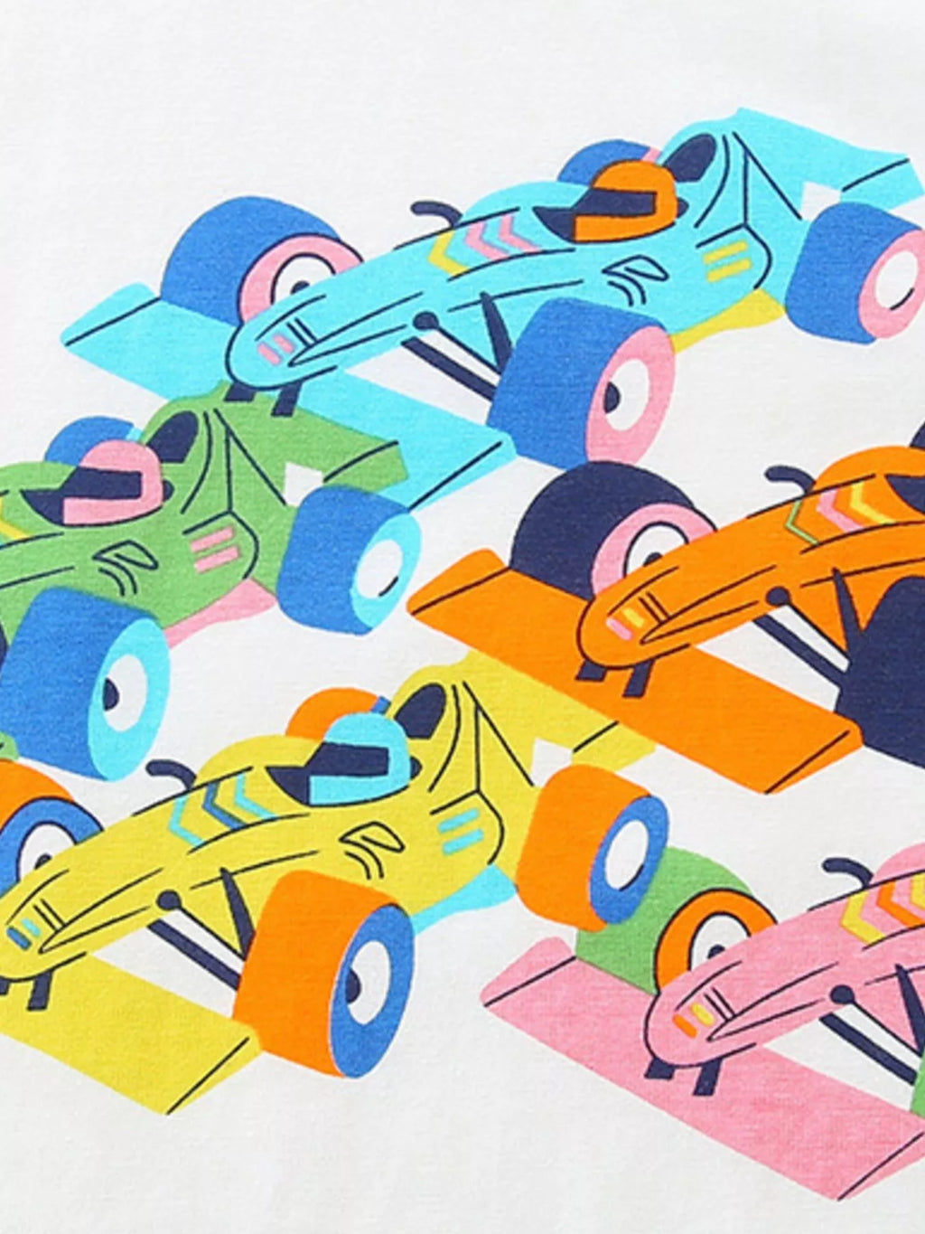 Children's Racing Car Graphic Round Neck T-Shirt