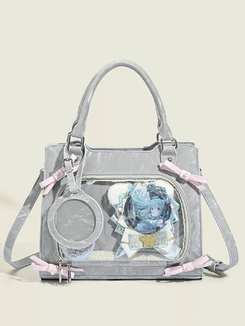 Clear Window Crossbody Bag with Bow Accents