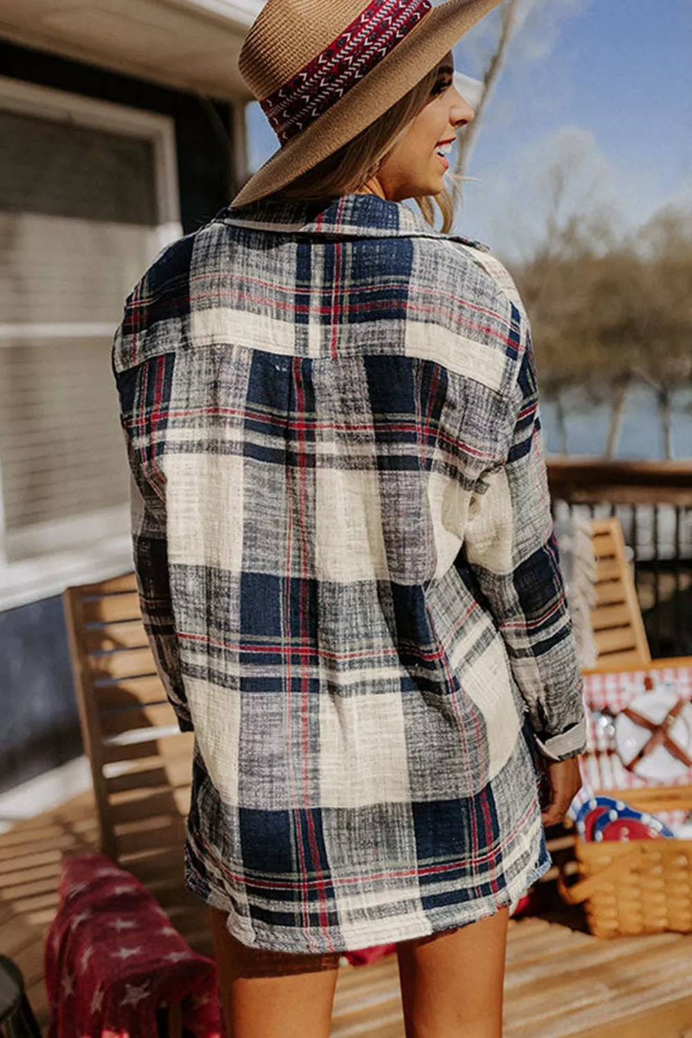 Plaid Button-Down Long Sleeve Shirt