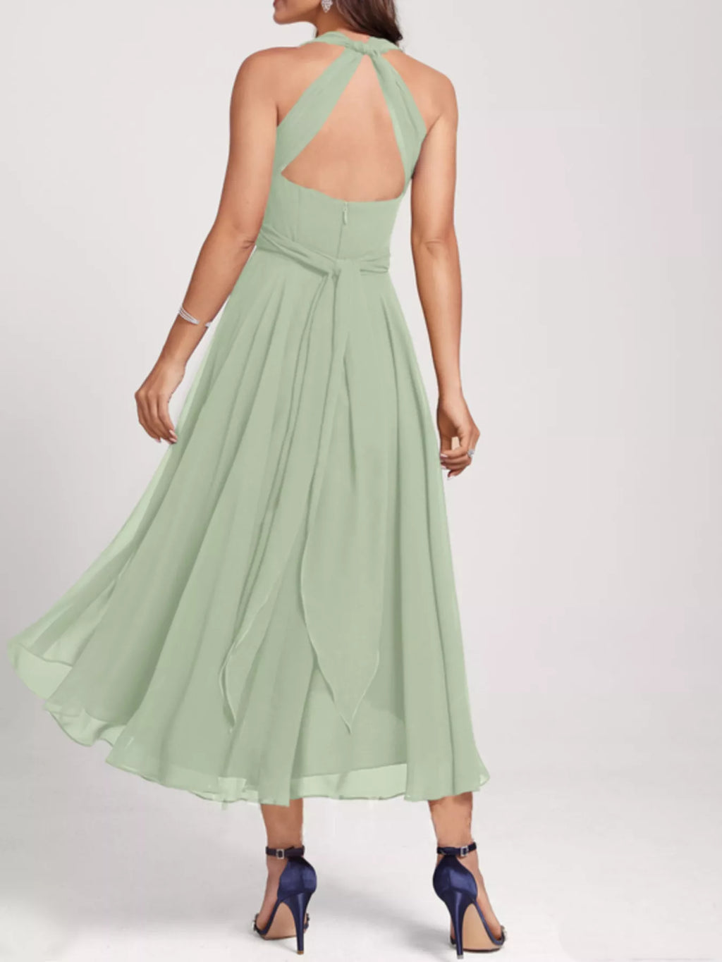 Ruched A-Line Midi Dress
